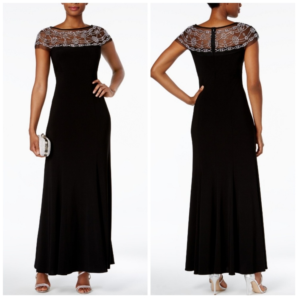 R&M RICHARDS BEADED A LINE GOWN